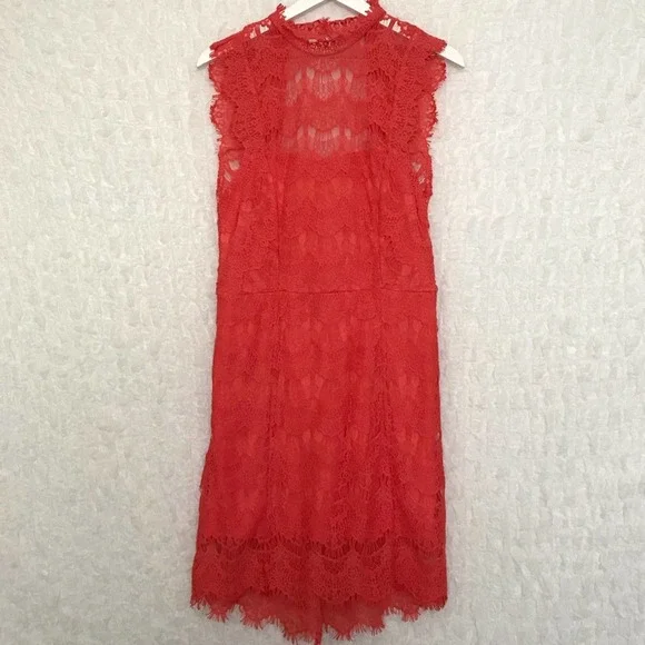 NWT Free People Daydream Coral Lace Dress Size L - Picture 3 of 8